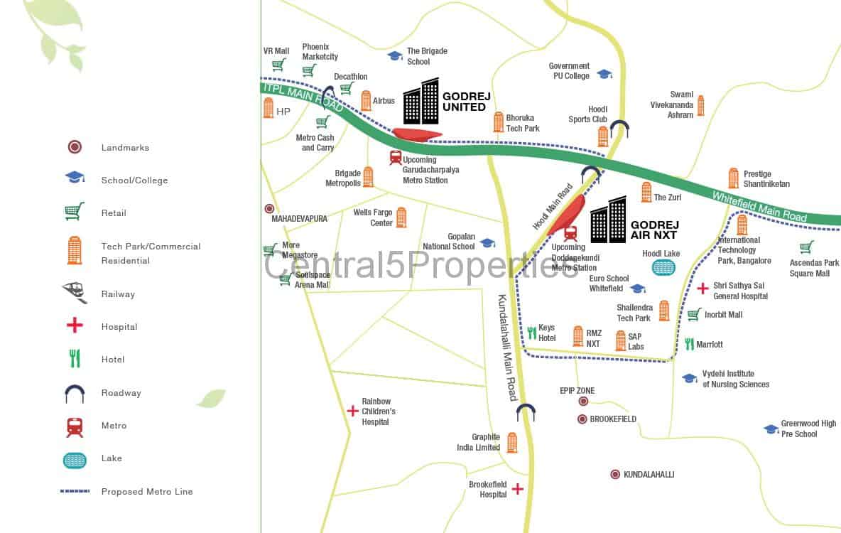 5a-Apartments-Homes-Bengaluru-Godrej-Air-NXT-Hoodi-Whitefield-LocationMap