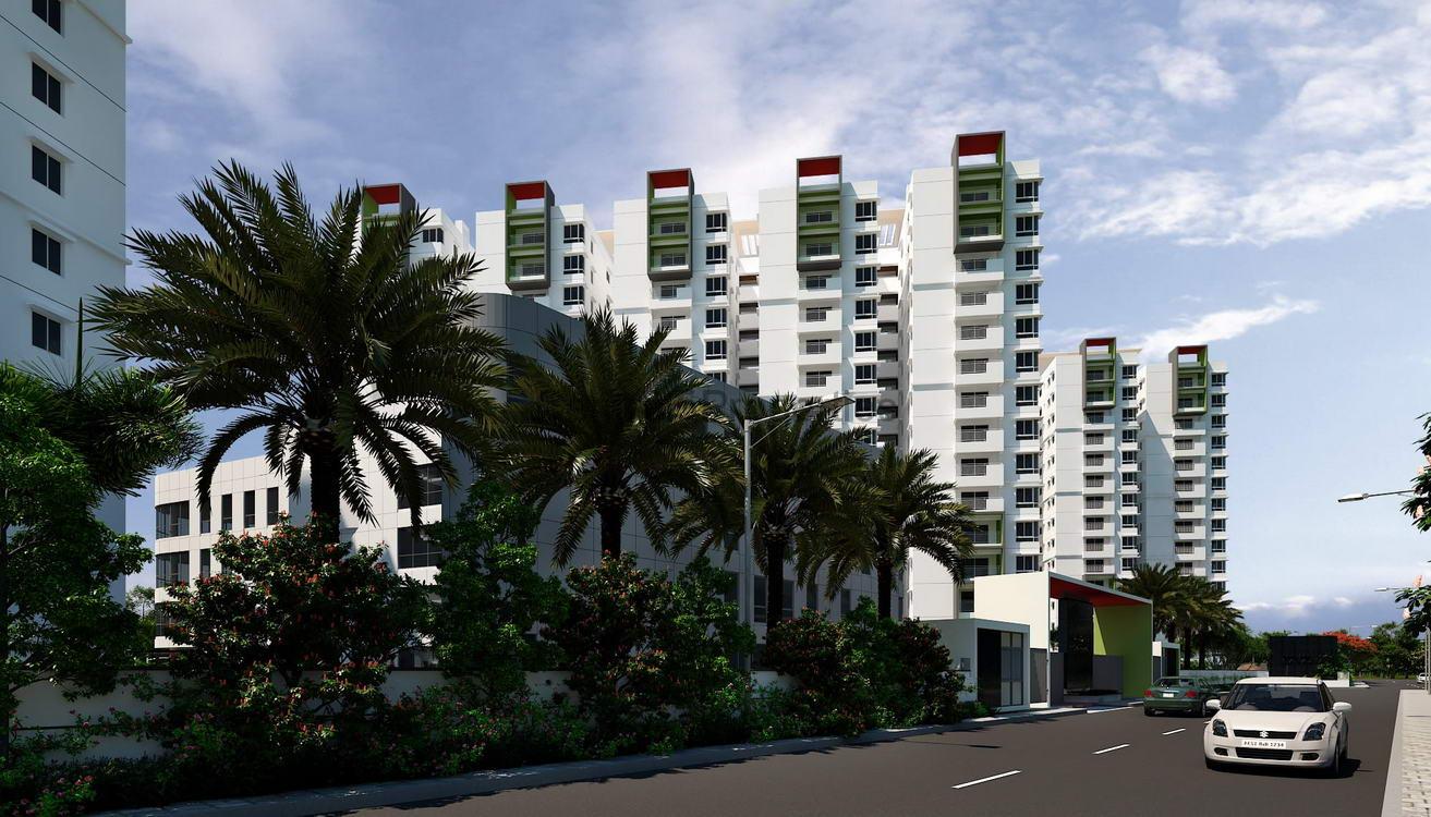 1a-Apartments-Hyderabad-Ramky-One-Galaxia-Gachibowli-Exteriors (1) Flats apartments for sale to buy in Gachibowli Hyderabad Ramki One Galaxia