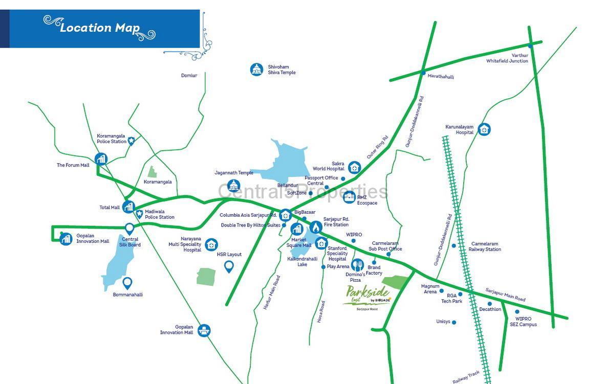 5a-LocationMap Flats Apartments for sale to buy in Sarjapur Road Bangalore Brigade Parkside East