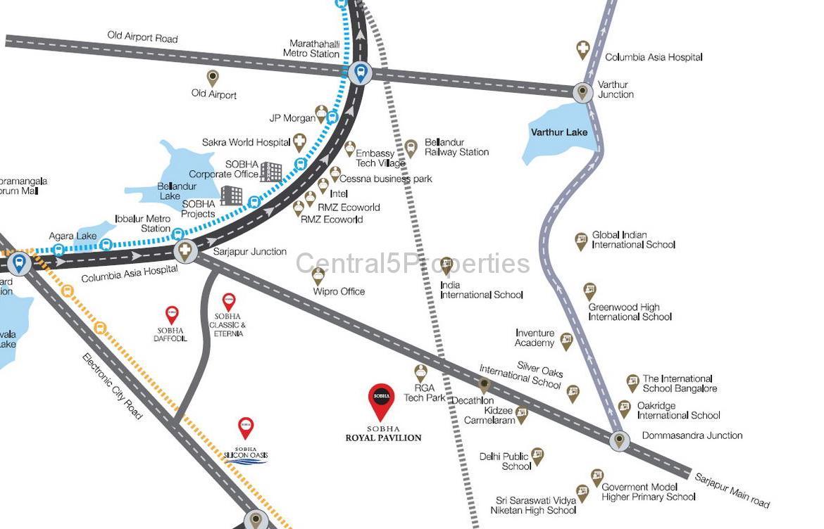 Apartments Homes for sale to buy in Sarjapur Road Bangalore at Sobha Royal Pavilion
